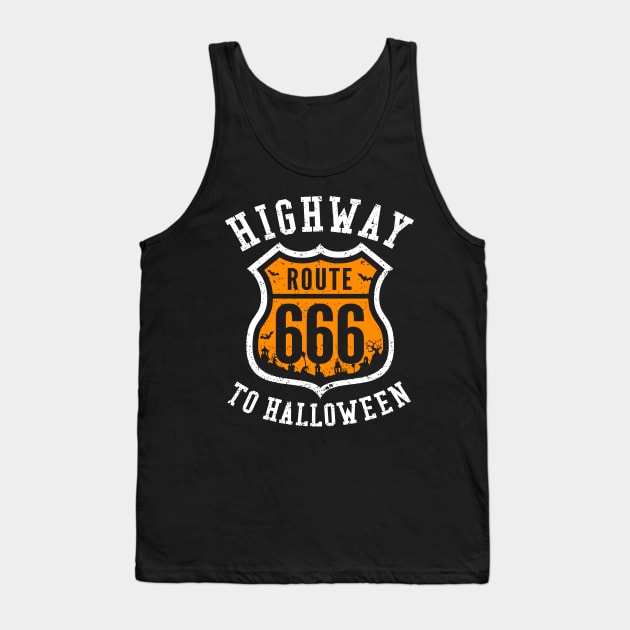 Route 666 Highway to Halloween Road Sign Tank Top by propellerhead